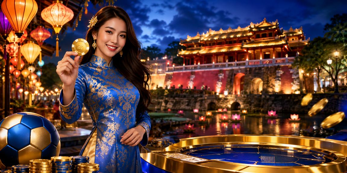 Người phụ nữ Huế mặc áo dài truyền thống xem tỷ lệ kèo thể thao trên điện thoại